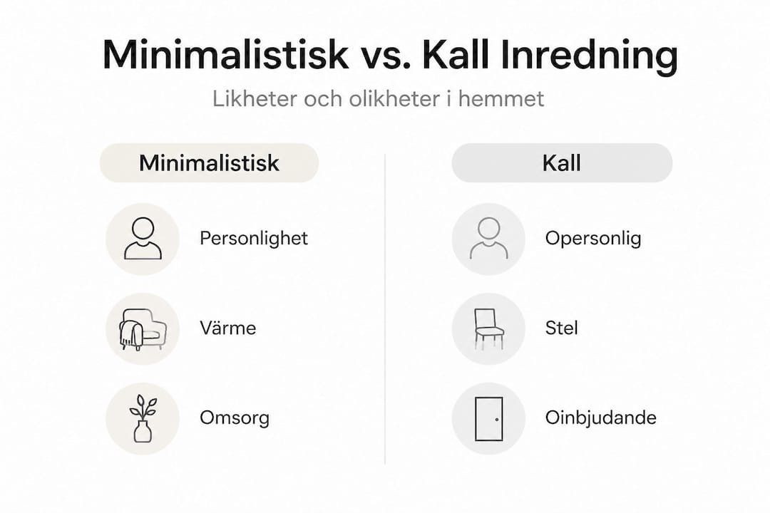 Infografik som visar skillnaderna mellan minimalistisk och kall inredningsstil