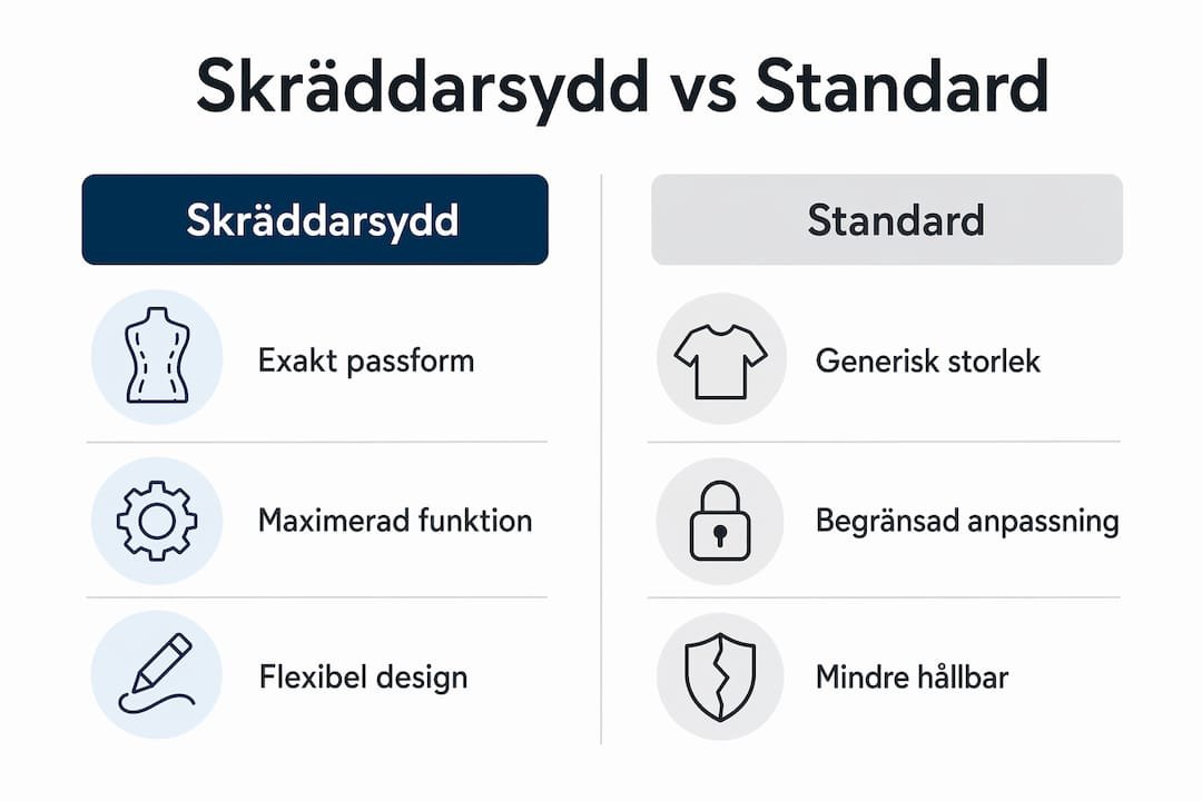 Jämförelse mellan skräddarsydd och färdig planering – en översikt i infografik