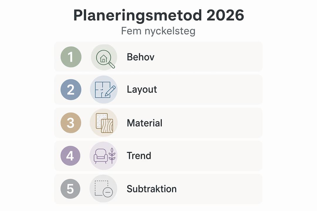 Så planerar du din inredning – en guide i fem steg, illustrerad i infografik