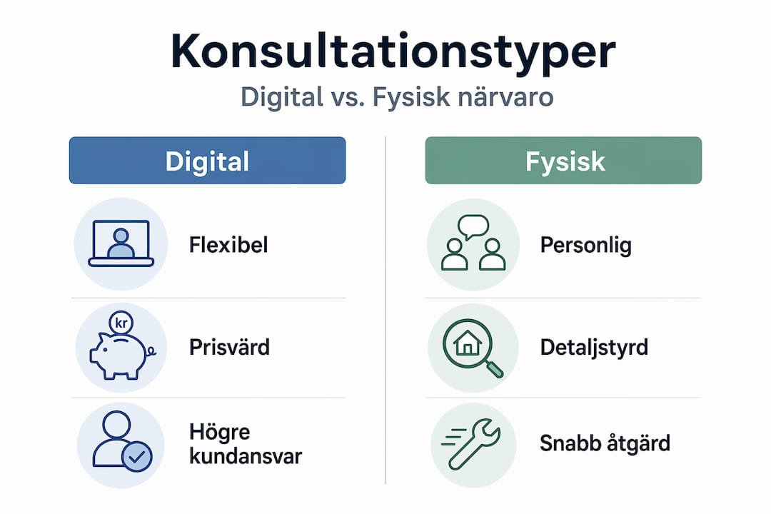 Jämförelse mellan digitala och fysiska konsultationer – en överskådlig infograf