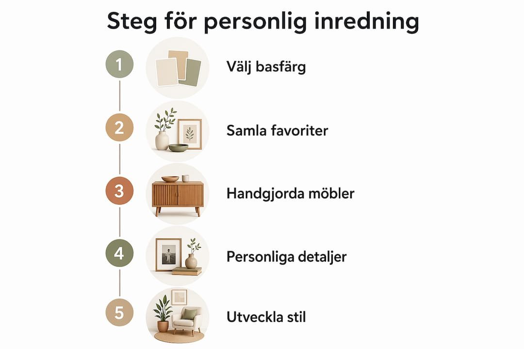 En infografik som guidar dig steg för steg till ett personligt hem med unika, handgjorda inredningsdetaljer.