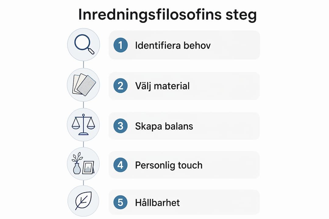 En överskådlig infografik som guidar dig genom de olika stegen i inredningsprocessen