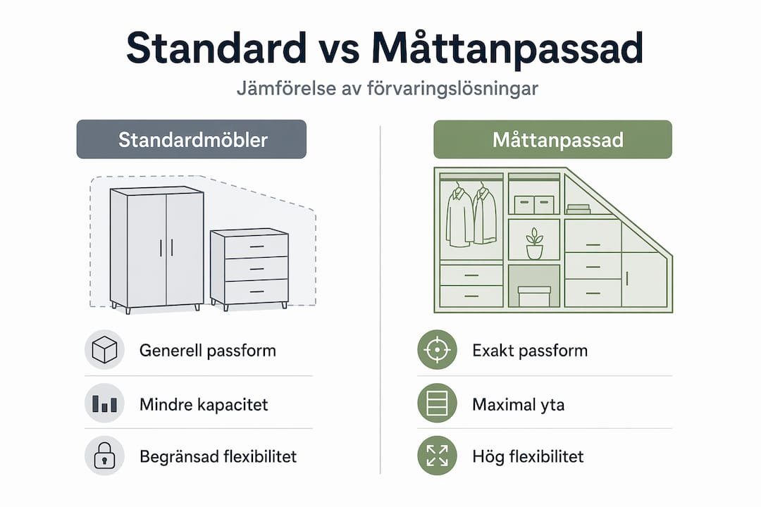 Infografik: Standardlösning eller skräddarsydd förvaring – vad passar dig bäst?
