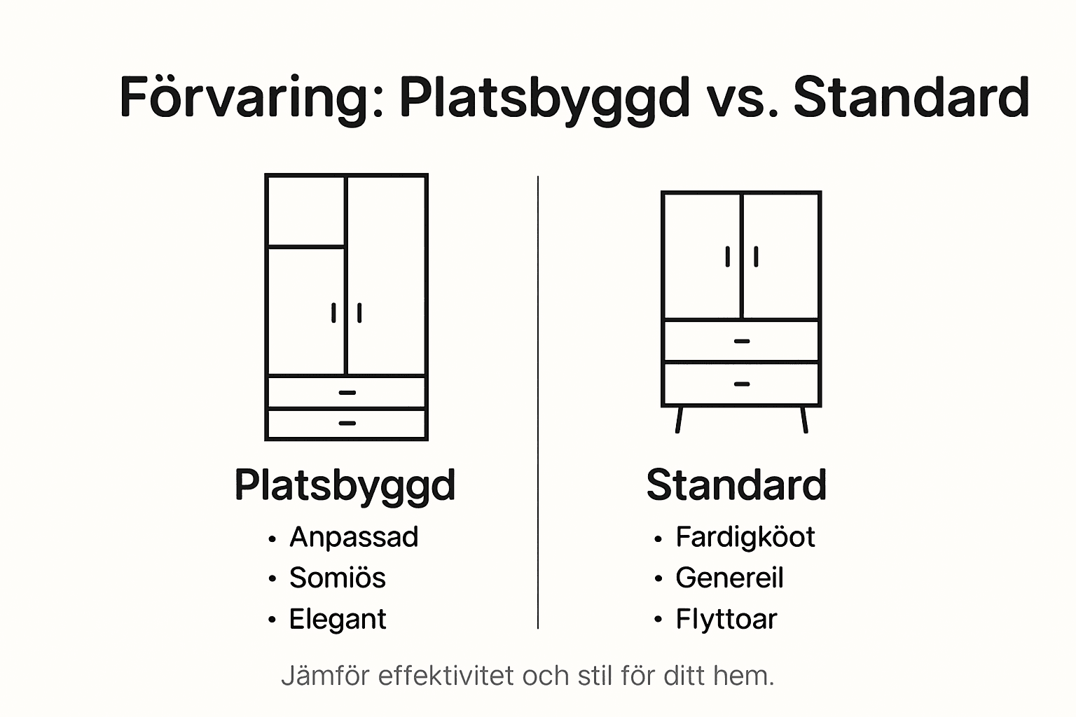 Infografik: Så skiljer sig måttanpassad förvaring från färdiga lösningar